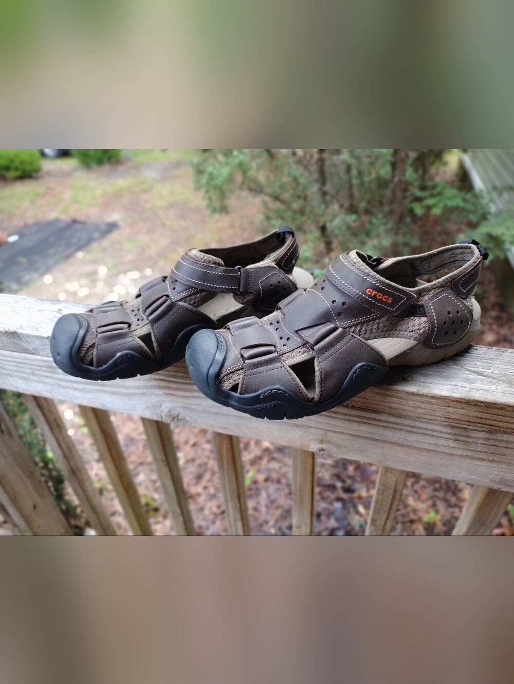 CROCS Swiftwater Faux Leather Sandals - Picture 2 of 5